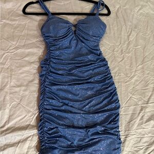 Elegant Blue Ruched Dress